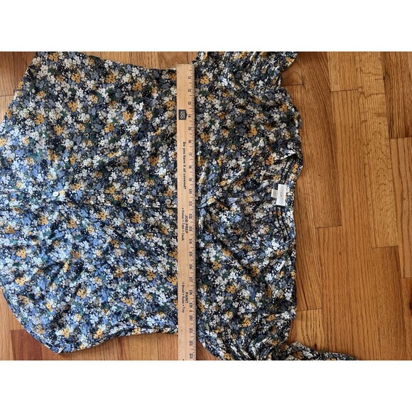 J. Jill Blouse M P Multi Color Floral Button Front Round Neck Long Sleeve Top - Picture 7 of 7